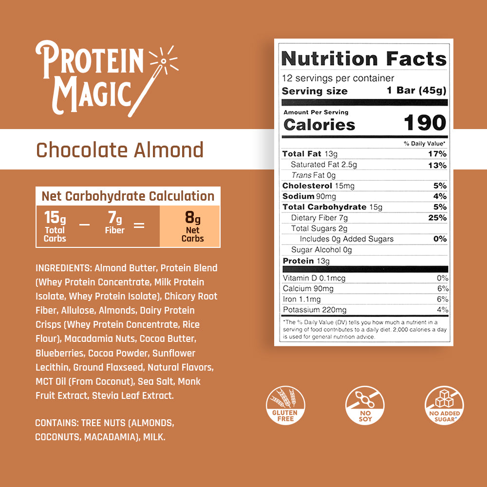 Chocolate Almond  Protein Bars Pack – (12 Bars)